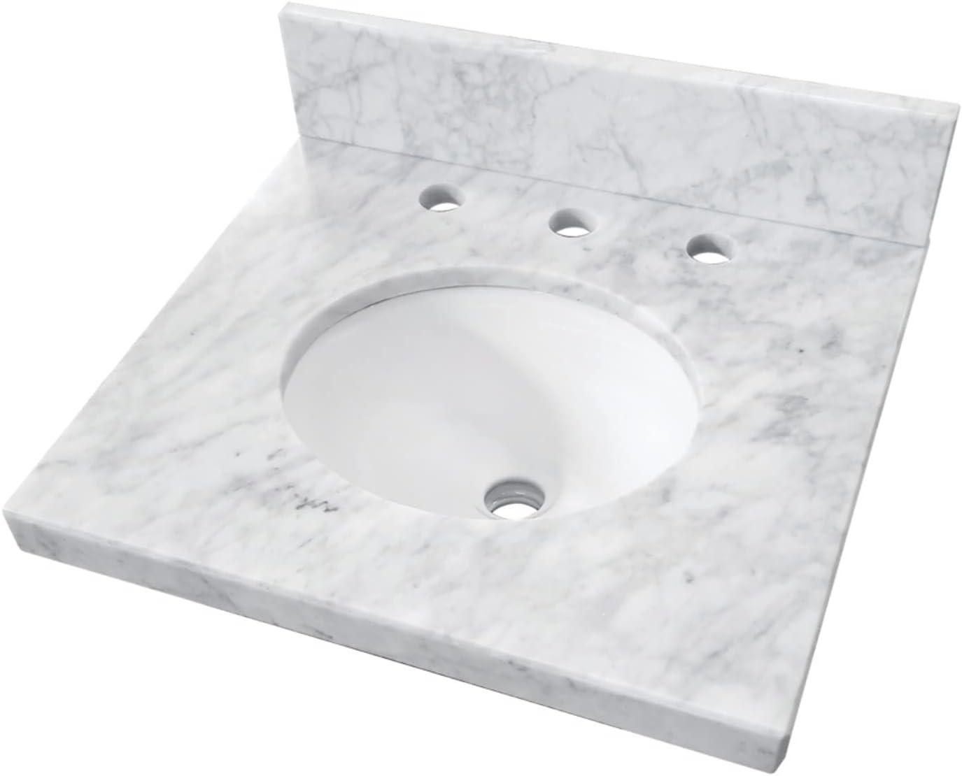 Kingston Brass Fredrickson 19-Inch Carrara Marble Vanity Sink Top (8" Faucet Drillings)