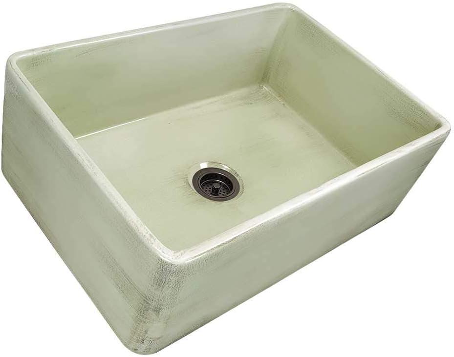 Shabby Green 30-Inch Farmhouse Fireclay Kitchen Sink