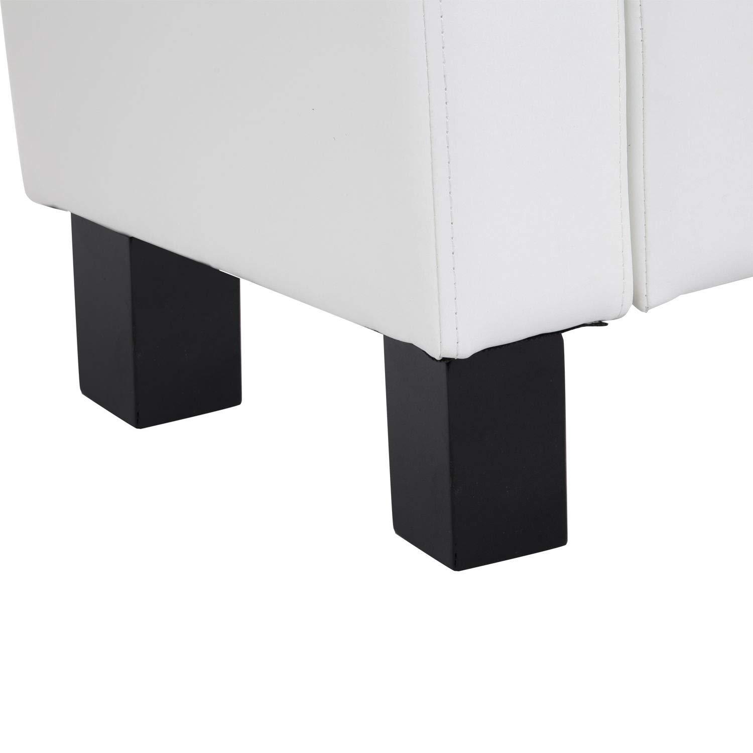 CCBIUOMBO 42\u201D Faux Leather  Ottoman Bench Organizer Chest Rectangular Footstool with Hinged Lid for Living Room  Entryway  or Bedroom - Cream White