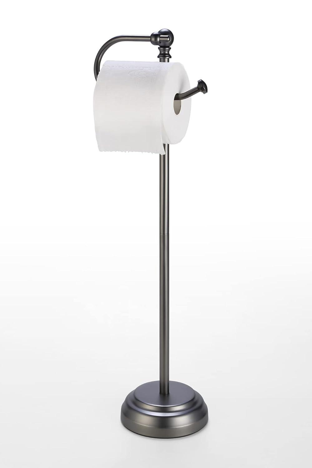 SunnyPoint Bathroom Free Standing Toilet Paper Roll Holder Stand WF-HLS-KD-02BN