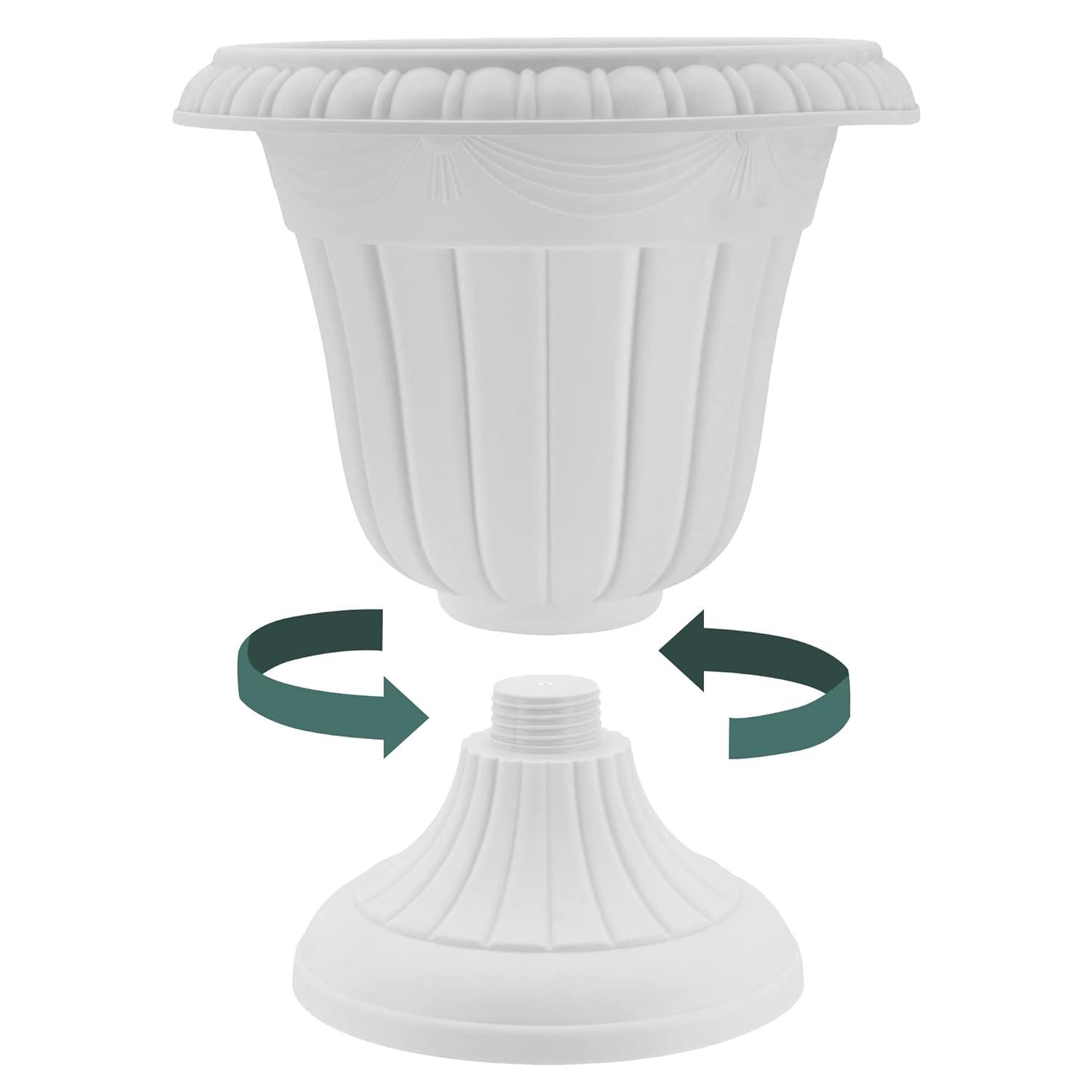 PL20BG Classic Traditional Plastic Urn Planter Indoor/Outdoor, 10" x 12", (Beige)