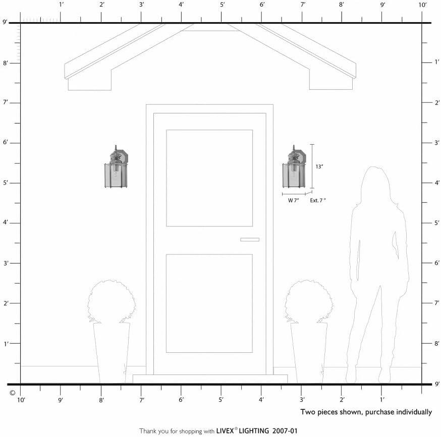 Livex Lighting 2007-01 Outdoor Wall Lantern with Clear Beveled Glass Shades, Antique Brass