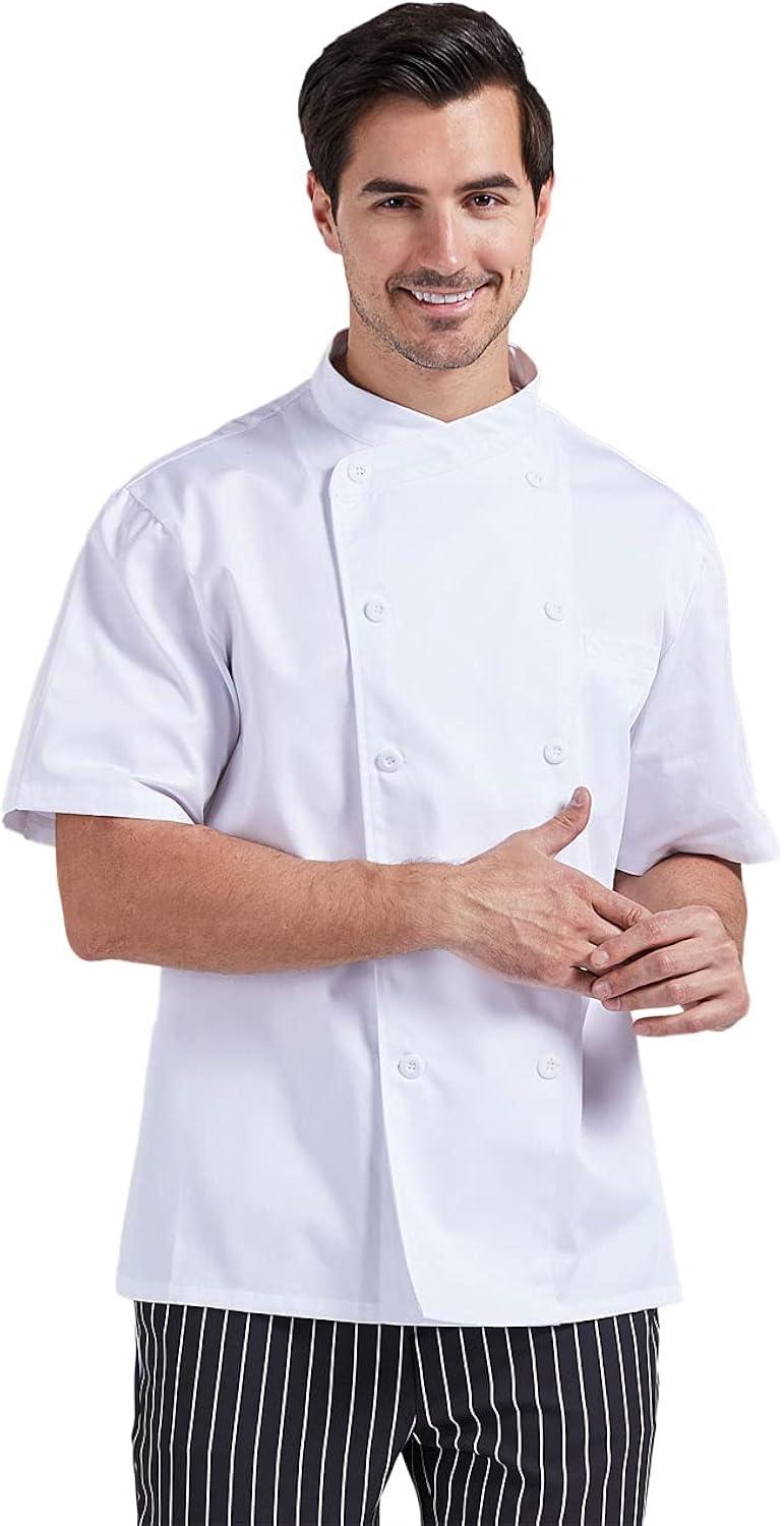 Men's White Short Sleeve Button Chef Coat