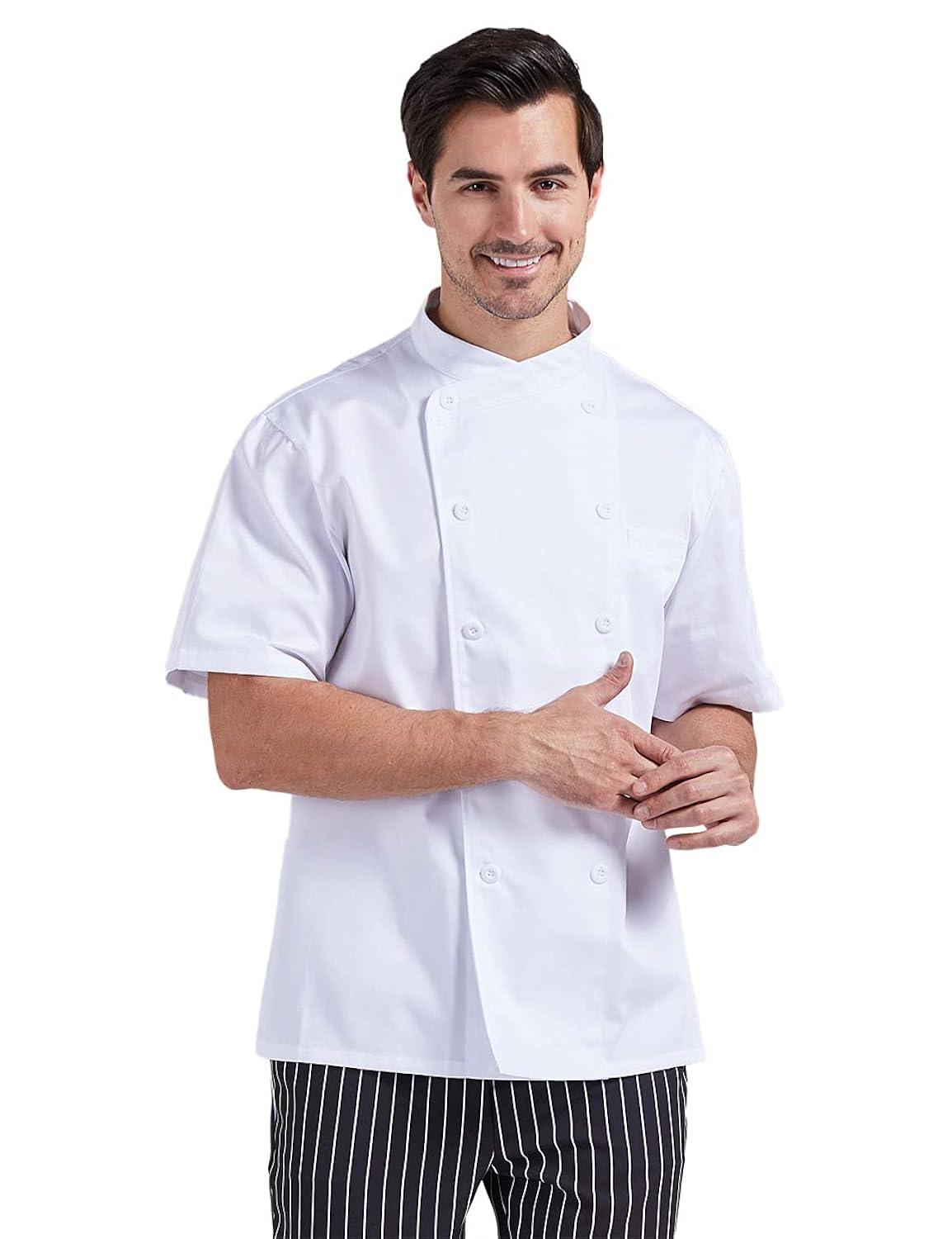 Men's White Short Sleeve Button Chef Coat