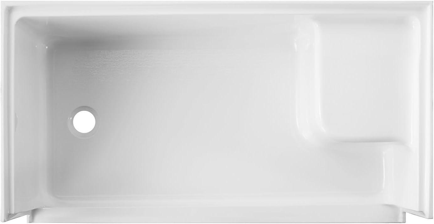 Kingston Brass Grenada 60-Inch x 32-Inch Anti-Skid Acrylic Shower Base with Integral Seat