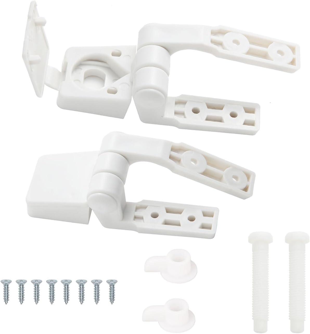 2Pcs Toilet Seat Hinge Includes Plastic Bolts Kit Fits Most plastic Toilet Seat Covers