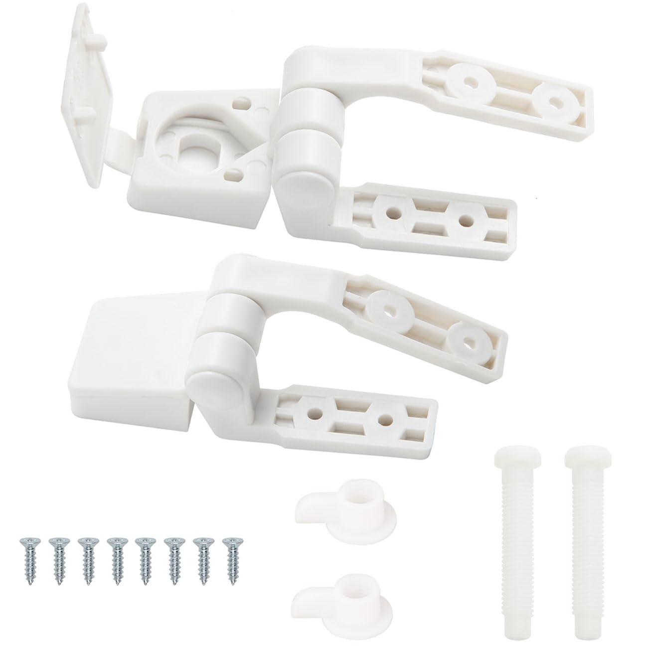 2Pcs Toilet Seat Hinge Includes Plastic Bolts Kit Fits Most plastic Toilet Seat Covers