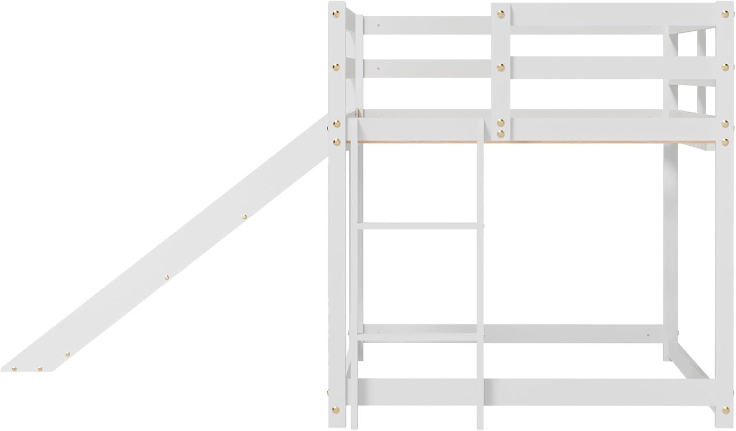 Harper & Bright Designs Kids Loft Bed with Slide,Twin Size Low Loft Beds for Girls Boys Solid Pine Wood Toddler Loft Bed with Ladder and Guard Rails,White