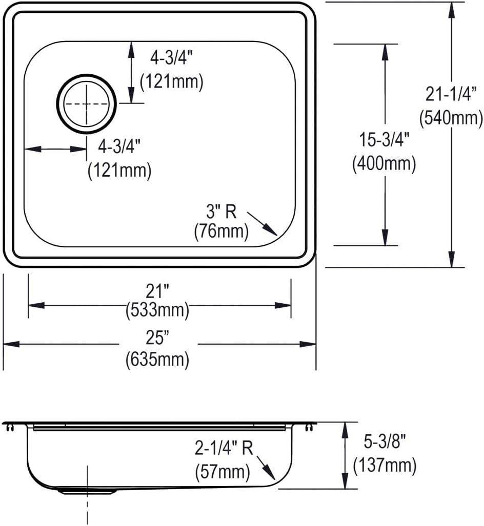 Dayton 25" L x 21" W Drop in Kitchen Sink