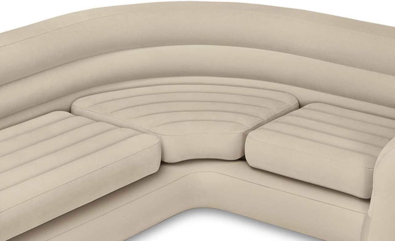 Intex Inflatable Corner Living Room Air Mattress Sectional Sofa Couch, Beige