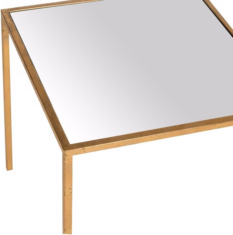 SAFAVIEH Kiley 18 in. H Classic Leaf Mirror Top Accent Table, Gold