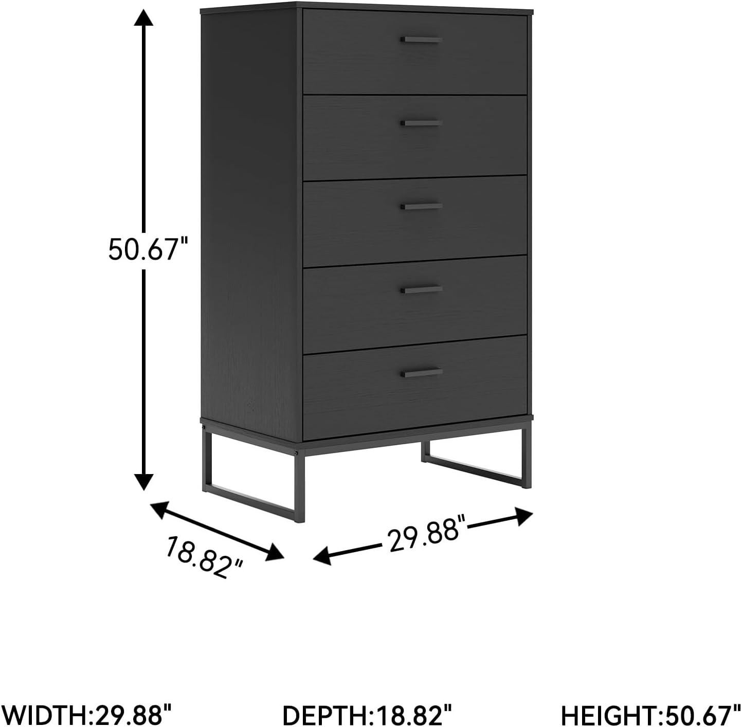 Signature Design by Ashley Socalle 5 Drawer Dresser, Black