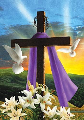 Briarwood Lane Easter Sunrise Religious House Flag Cross Doves Lilies 28" x 40"