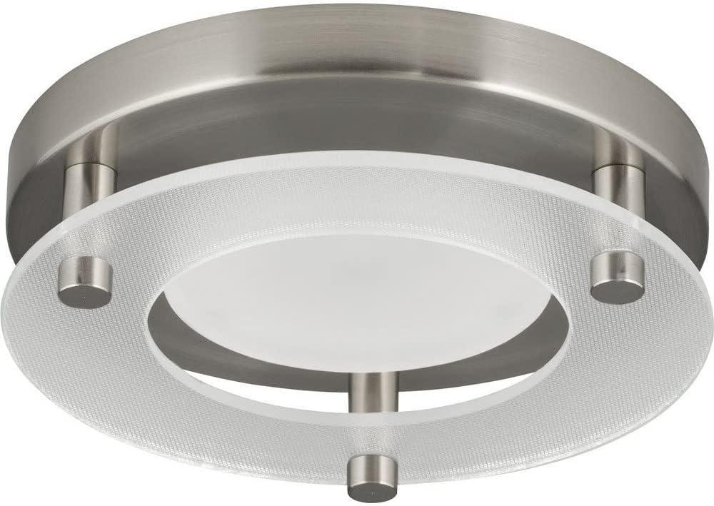 Progress Lighting, P8247 Collection, 1-Light Flush Mount, Brushed Nickel, Steel, Shade Included