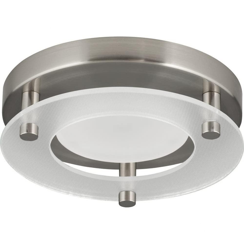 Progress Lighting, P8247 Collection, 1-Light Flush Mount, Brushed Nickel, Steel, Shade Included