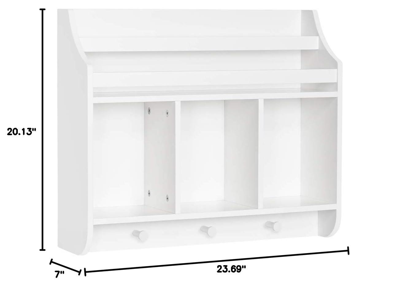 RiverRidge Home RiverRidge Kids Wall Mounted Bookshelf and Toy Storage Organizer for Playroom, Nursery, and Reading Book Nook - White