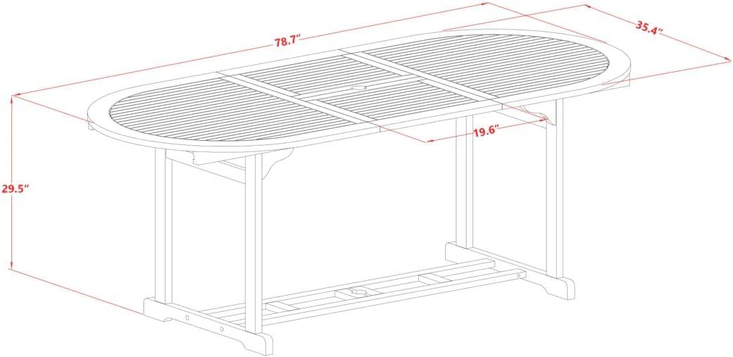 East West Furniture Wooden Patio Set Natural Oil, BSBS9CANA