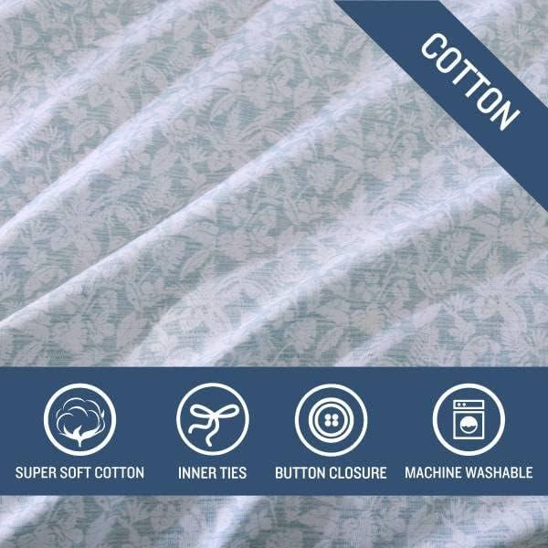 Koya Bay Blue Cotton Queen Duvet Cover Set with Shams