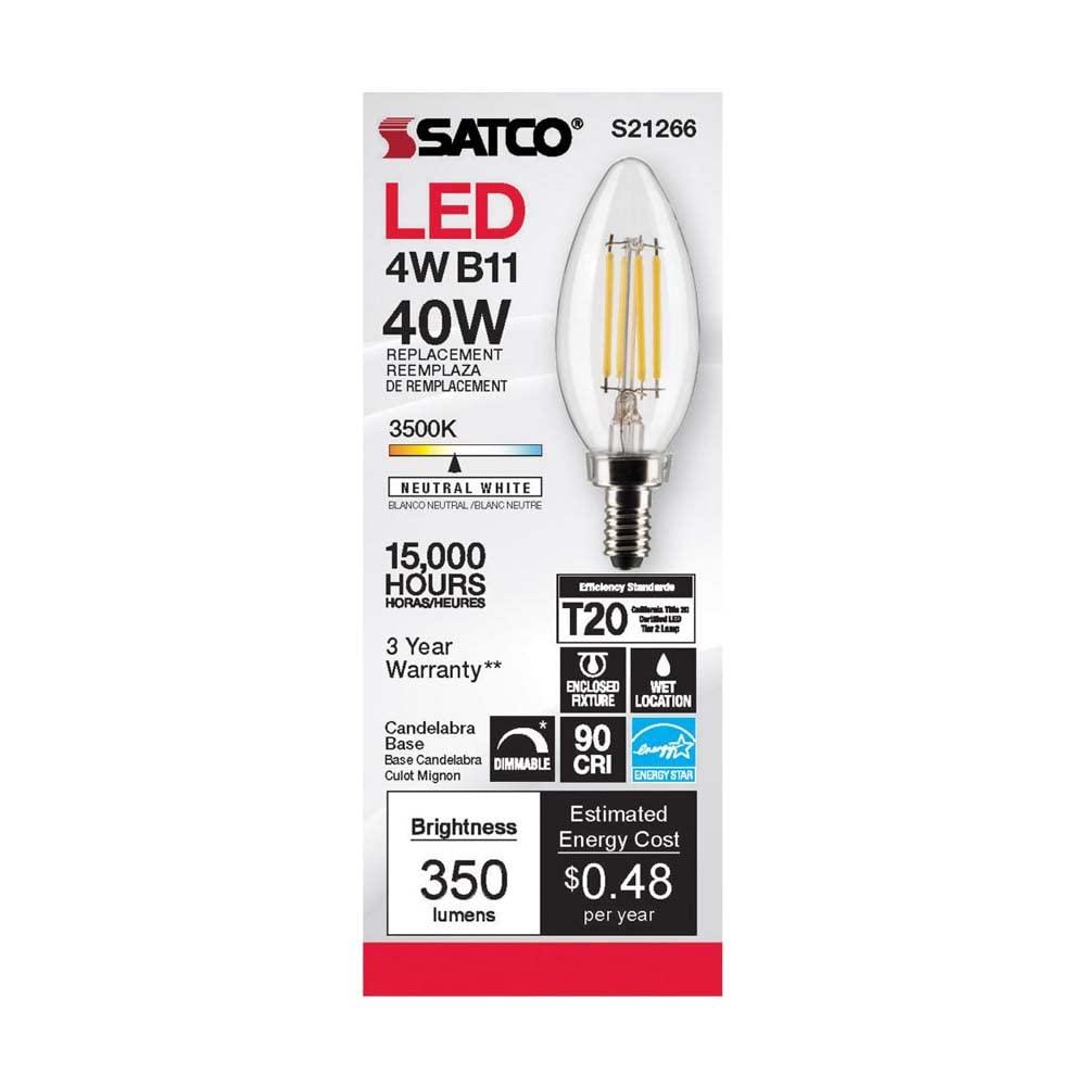 75 Watt Equivalent B11 E12/Candelabra Dimmable 3500K LED Bulb