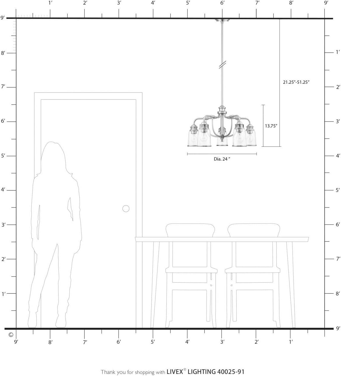 Livex Lighting Lawrenceville 5 - Light Chandelier in  Brushed Nickel