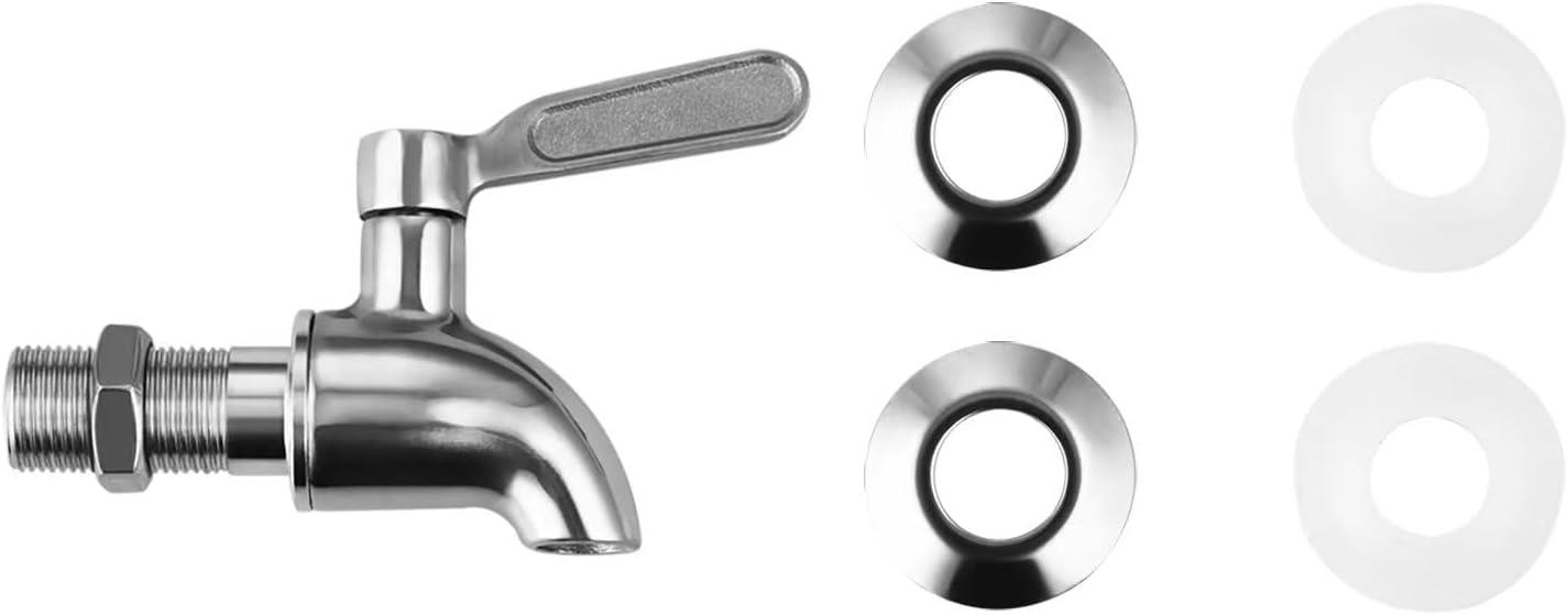 Polished Stainless Steel Beverage Dispenser Replacement Spigot Set