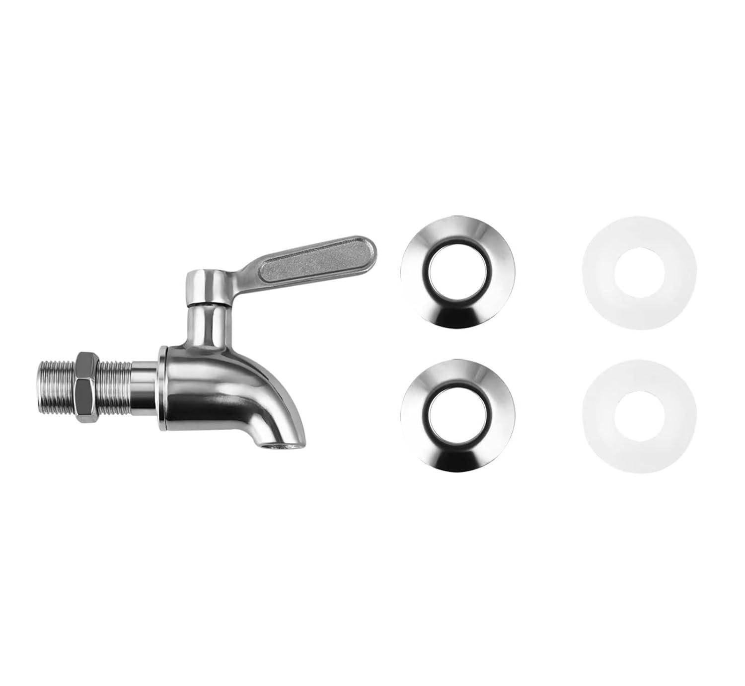 Polished Stainless Steel Beverage Dispenser Replacement Spigot Set