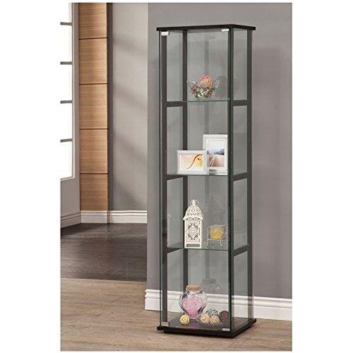 Compact Black Pine and Glass Curio Cabinet with Reversible Door