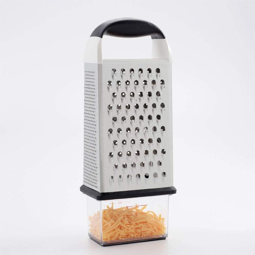 Stainless Steel Box Grater with Attachable Container