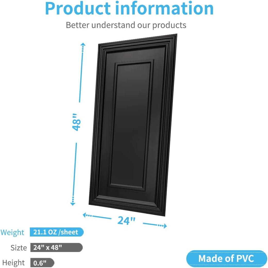 Black PVC 24x48in Decorative Drop Ceiling Tiles (12-Pack)