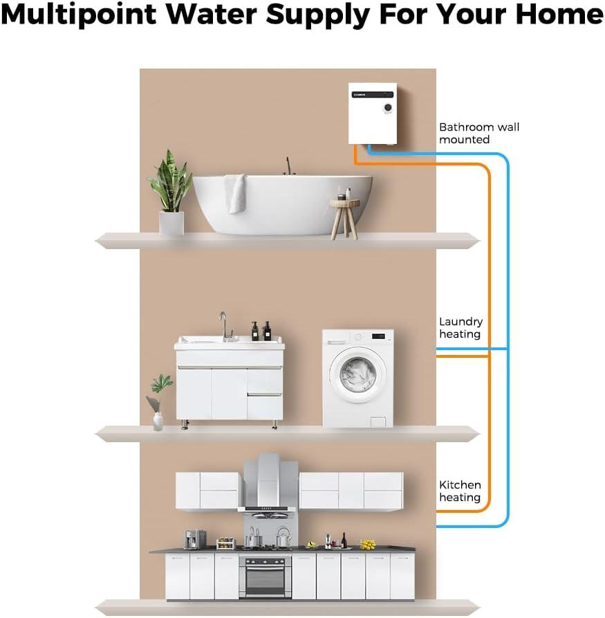 CAMPLUX 18KW 240V Electric Tankless Water Heater , Instant Hot Water Heater