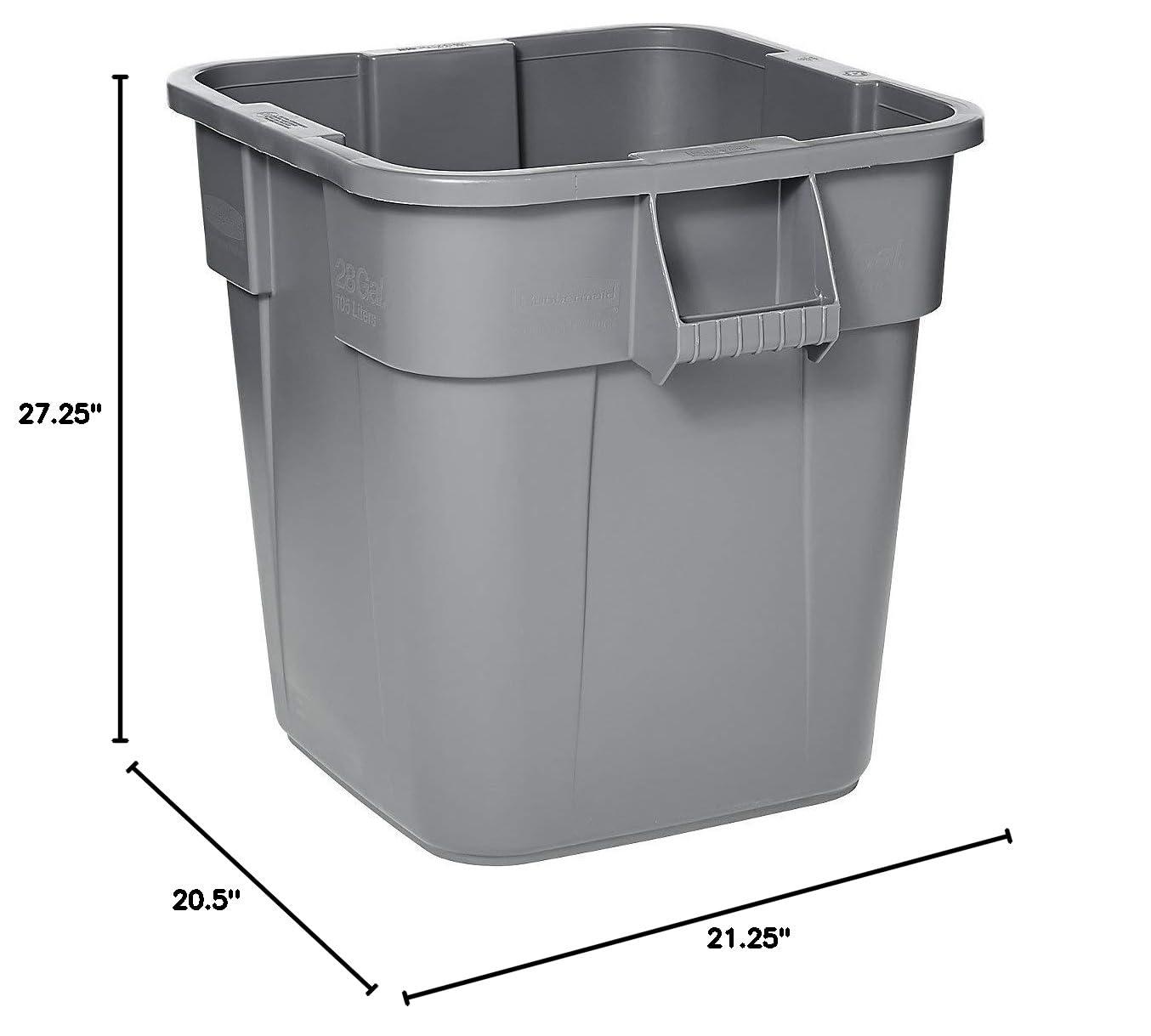 BRUTE Square Bin Storage Container without Lid, 28-Gallon, Gray (FG352600GRAY)