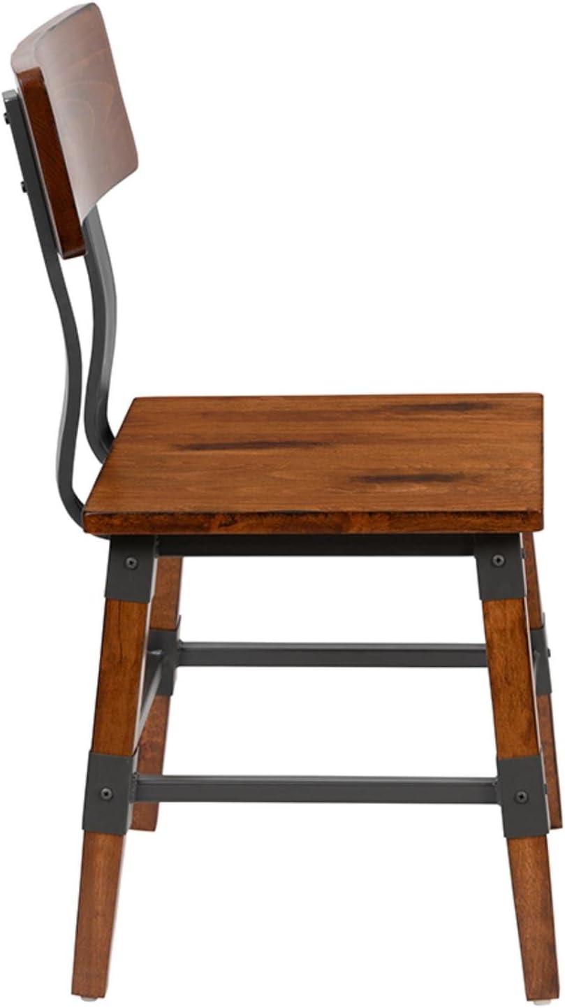 Flash Furniture 2 Pack Rustic Antique Walnut Industrial Wood Dining Chair