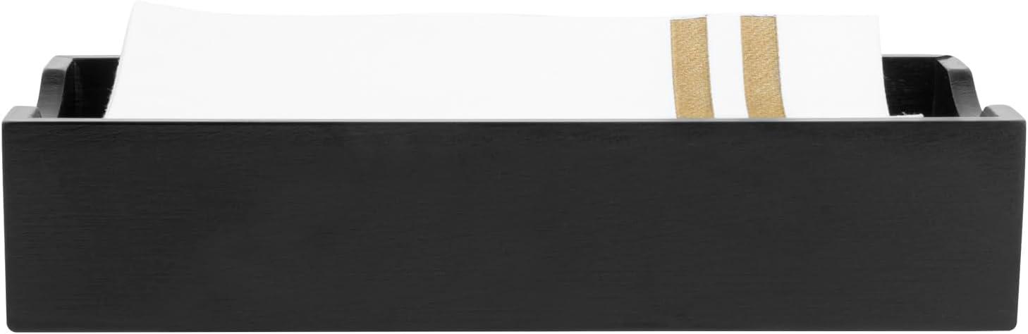 JepoIA 5.5 x 4 Inch Cocktail Napkin Holder 1 Square Flat Napkin Holder - For Bars Kitchen Tables or Countertops Sturdy Black Bamboo Tissue Napkin Holder Dining Room Decor