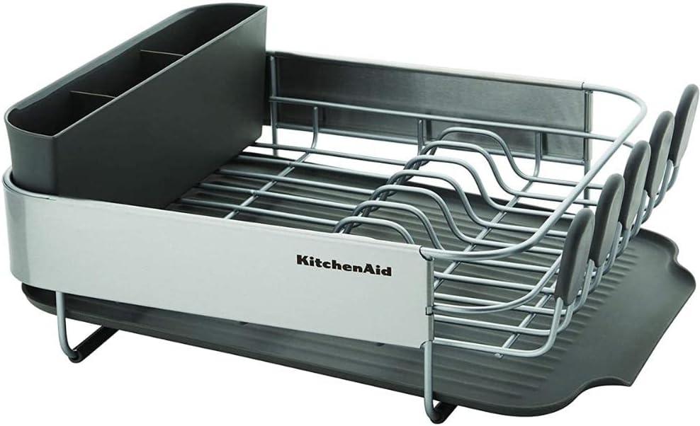 Kitchenaid Stainless Steel Wrap Compact Dish Rack in Satin Gray