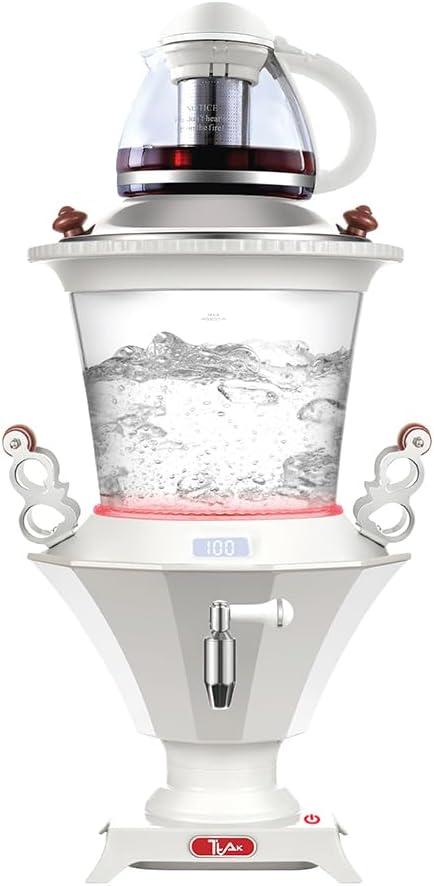 Ttak Houseware Ttak Houseware Electric Glass Samovar - Tea Maker Water Auto Shut Off Kettle Modern Design Overheat Boil-Dry Protection LED Temperature Glass Teapot