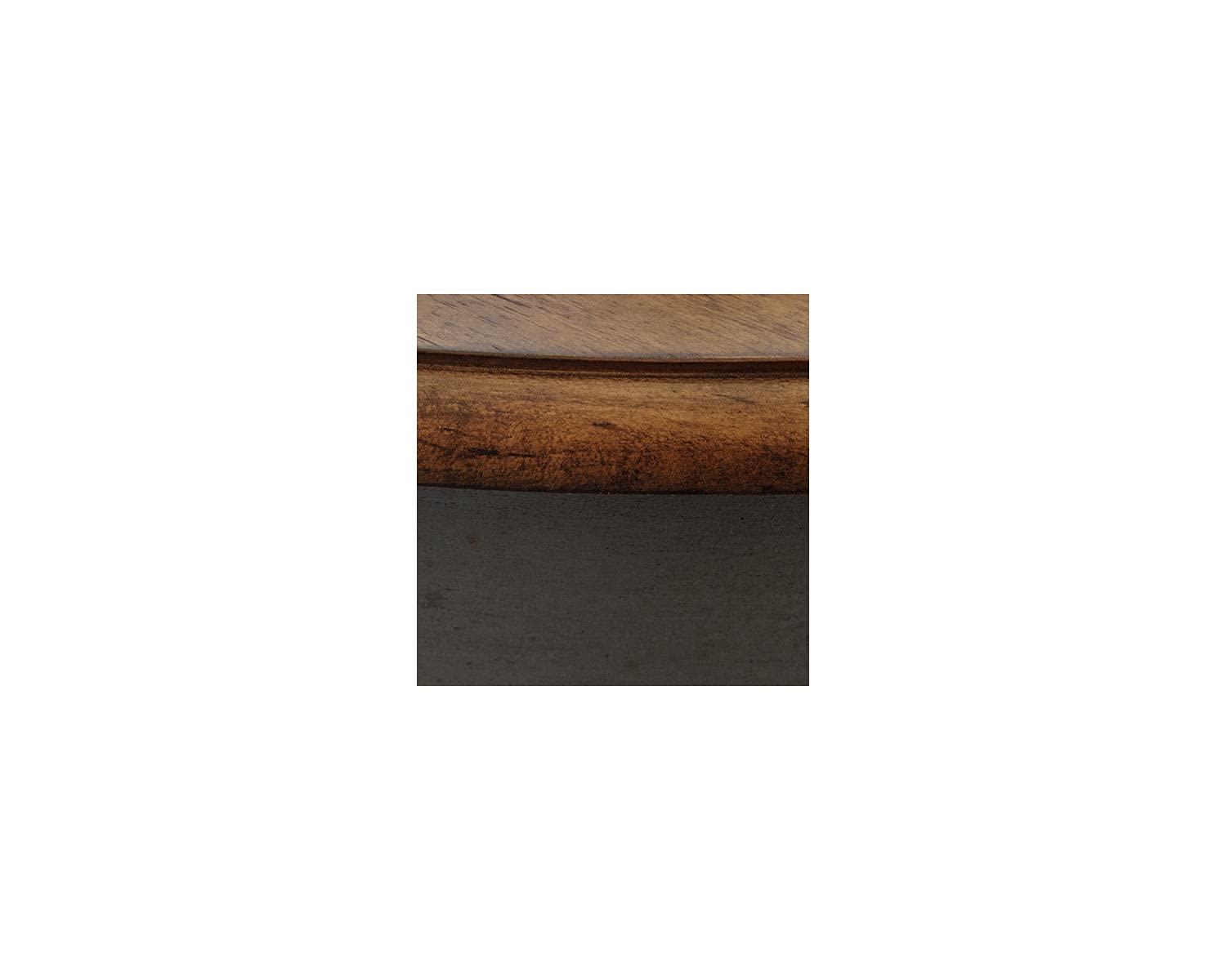 Transitional Gray & Brown Round Wood Accent Table, 26.13"