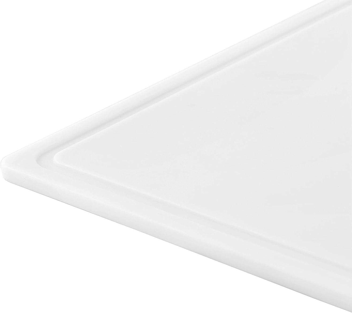 Extra-Large White Plastic Rectangular Cutting Board with Juice Groove