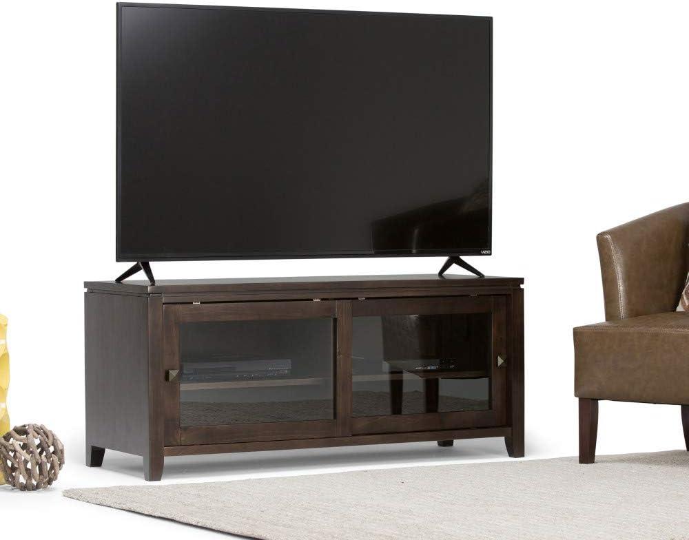 Simpli Cosmopolitan Wood 48"W TV Media Stand For TVs upto 50" in Mahogany Brown
