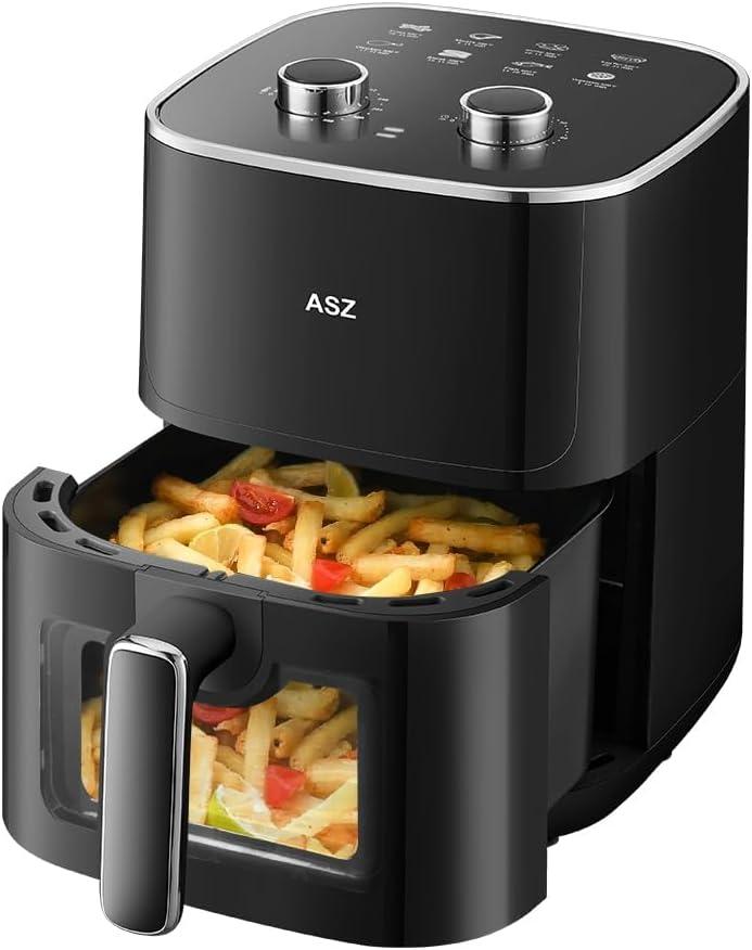 ASZ 5-Quart Black Air Fryer with Viewing Window