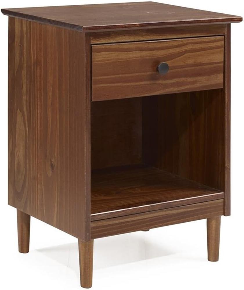 Walker Edison 1 Drawer Solid Wood Nightstand in Walnut