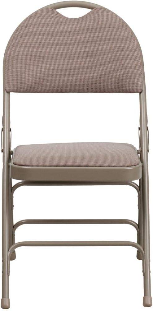 Flash Furniture 2 Pack HERCULES Series Ultra-Premium Triple Braced Beige Fabric Metal Folding Chair with Easy-Carry Handle