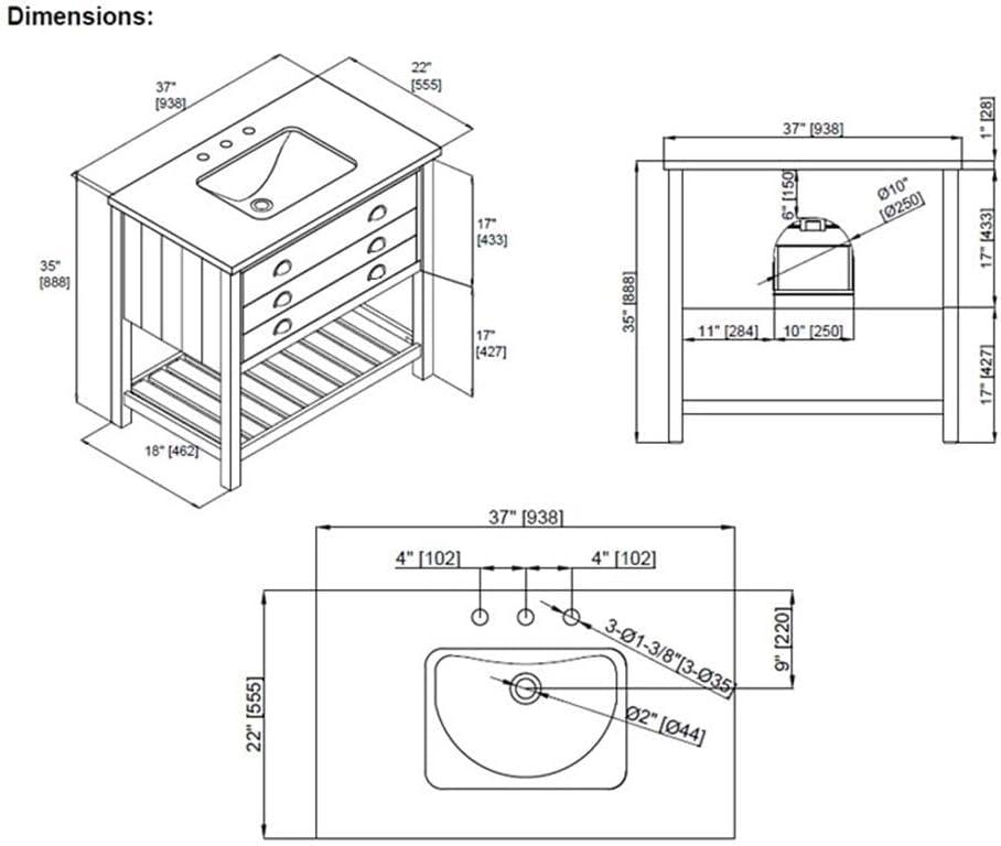 Martin Svensson Home Monterey 37" Wood Single Bathroom Vanity Driftwood