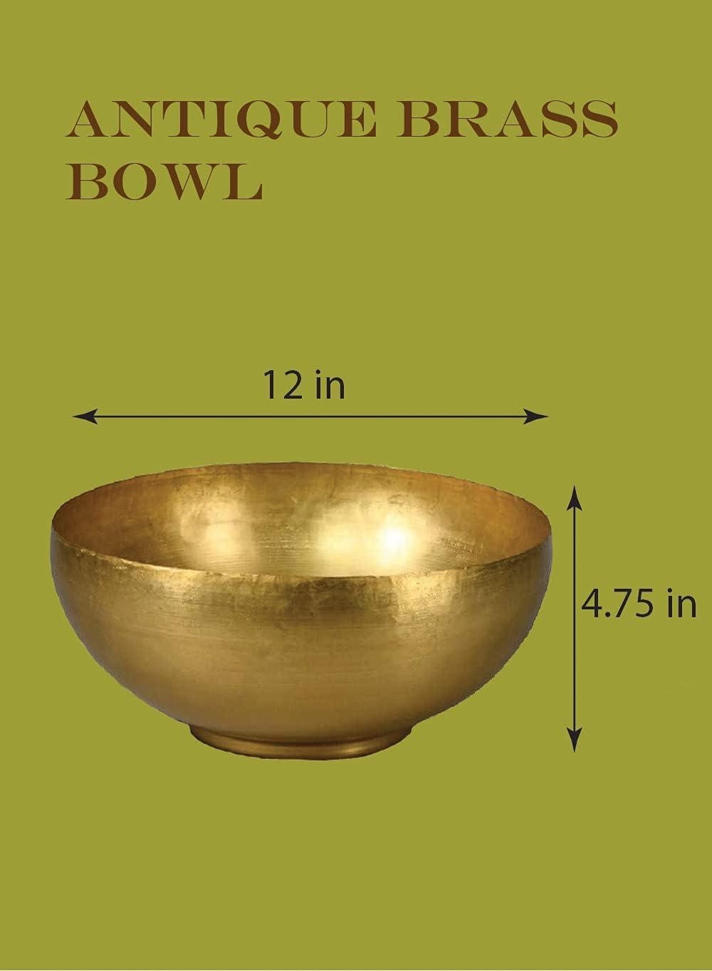 Antique Brass Decorative Bowl for Floating Candles and Flowers