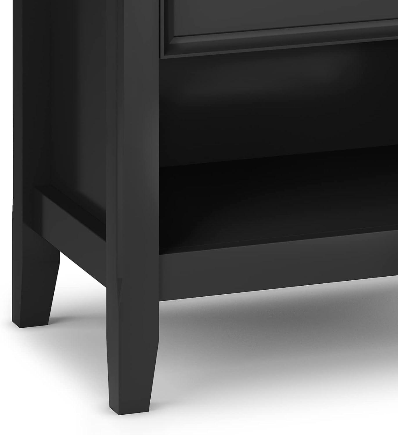 Simpli Home Amherst 24"W 2-Drawer Solid Wood Nightstand with Open Shelf