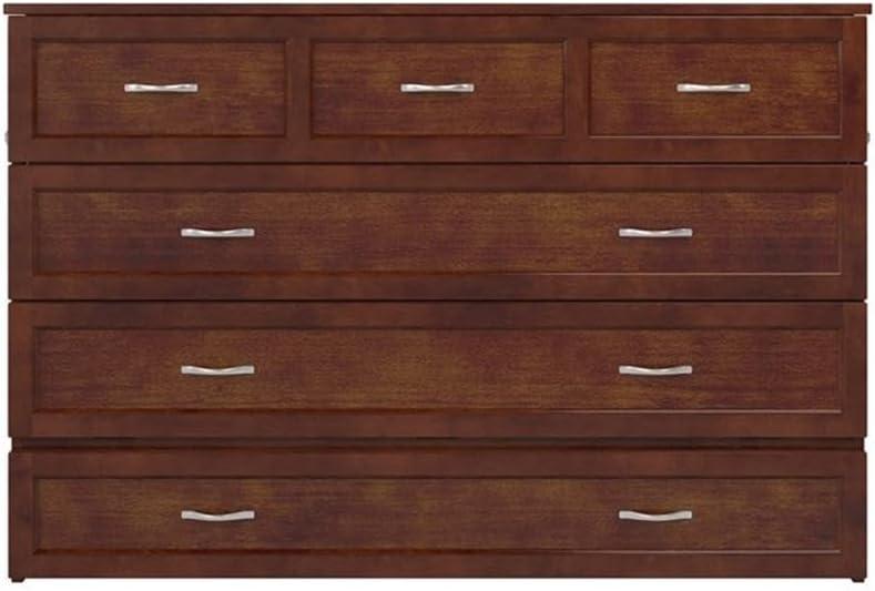 Queen Northfield Murphy Bed Chest Walnut - AFI: Hardwood Frame, Built-In USB Ports & Storage Drawer
