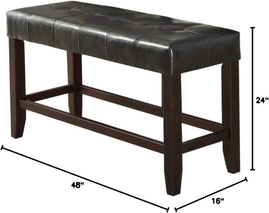 48" Black Faux Marble and Wood Dining Bench
