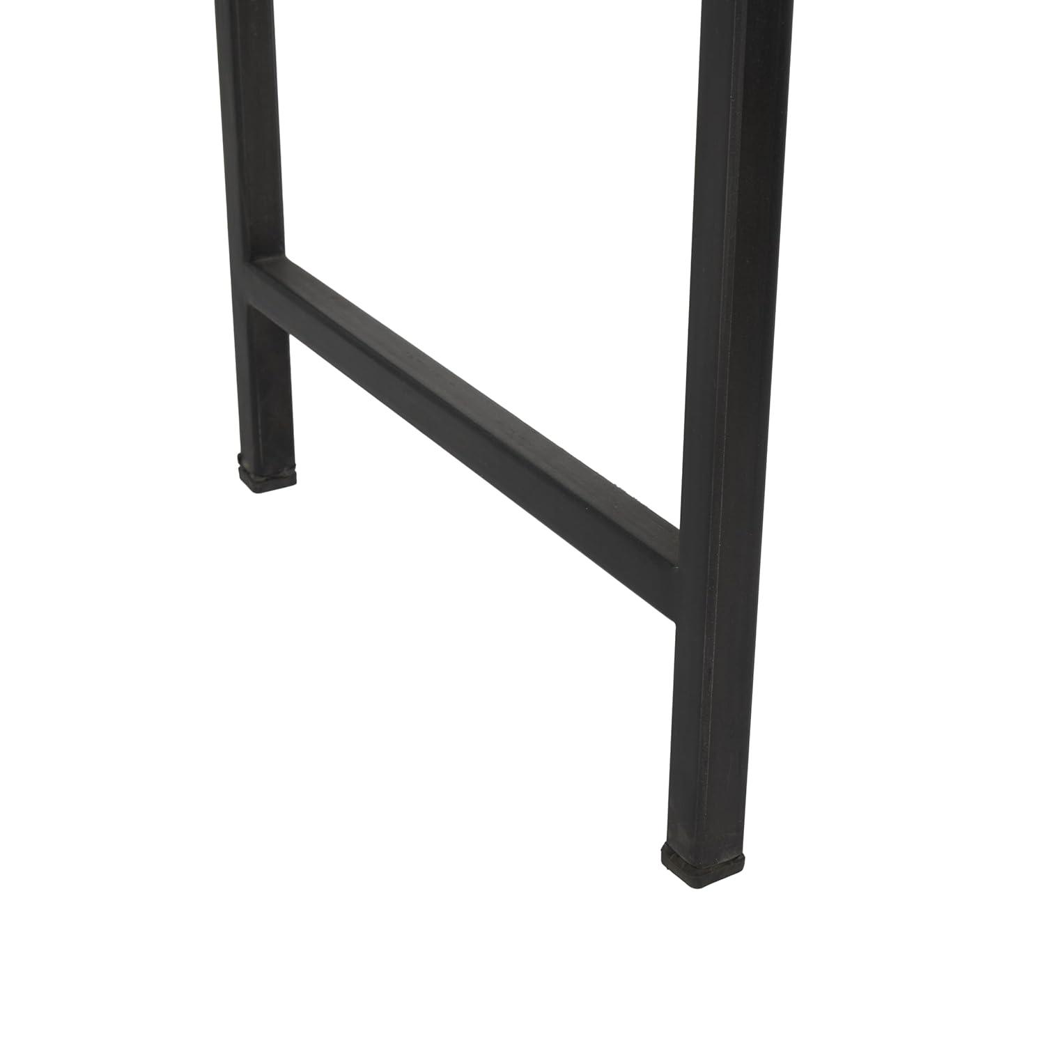 Union Rustic Corneau Wood Minimalistic Dark Brown Console Table with Black Metal Legs