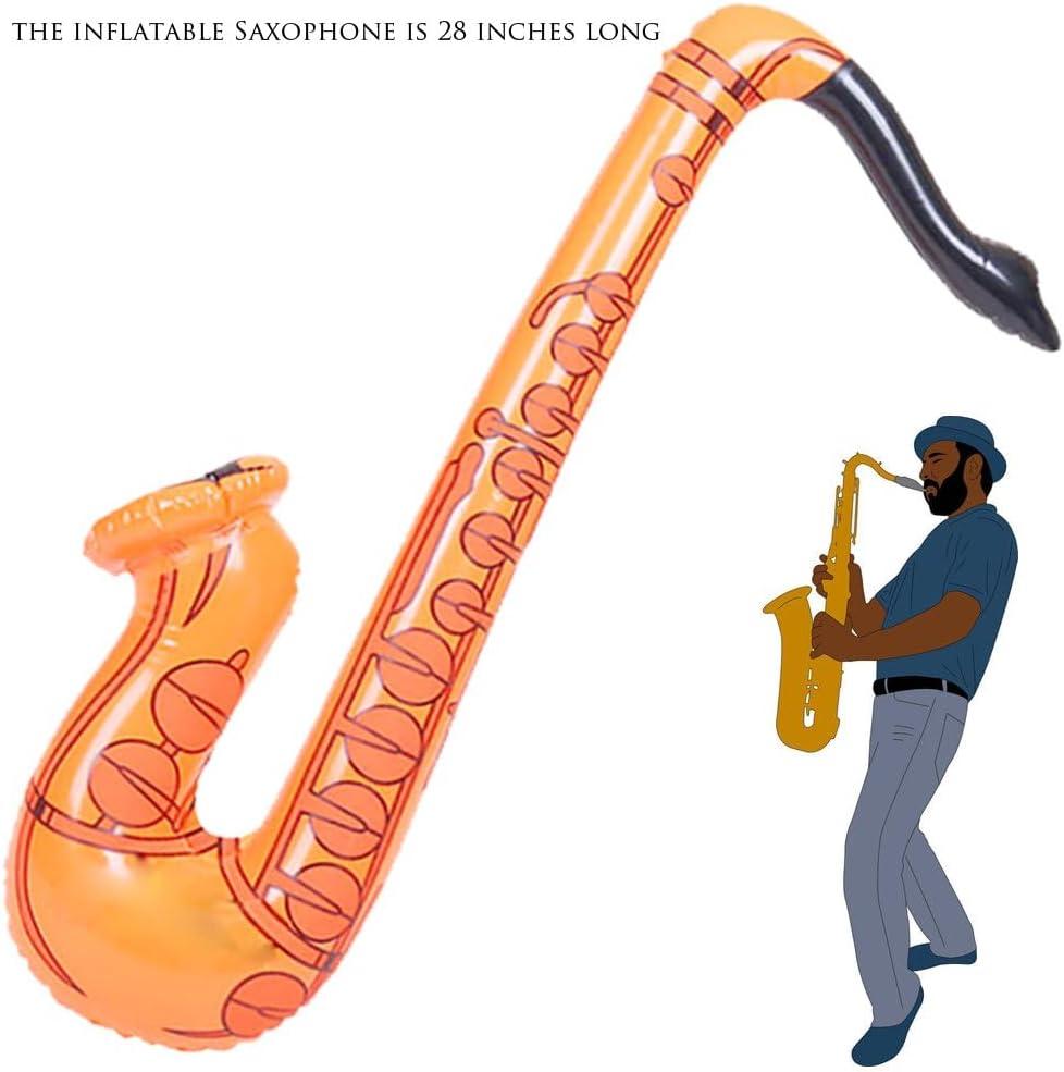 OuMuaMua Inflatable Rock Star Toy Set, 18 Pack Inflatable Party Props - 4 Inflatable Guitar, 6 Microphones, 6 Shutter Shading Glasses, 1 Saxophone and 1 Inflatable Keyboard Piano Inflatable Rock Toys