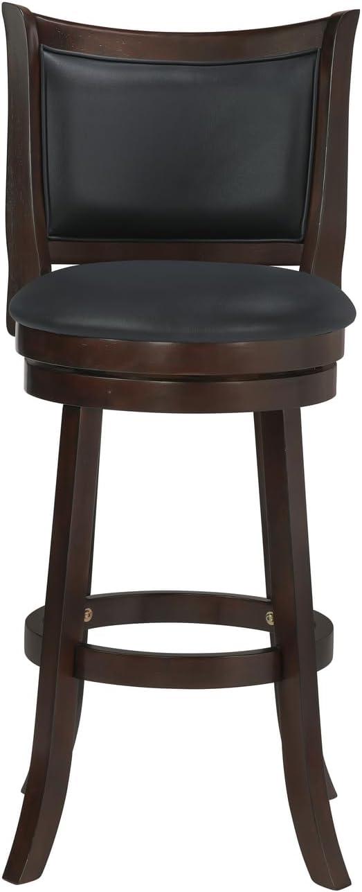 New Classic Furniture, Bristol Wood Swivel Bar Stool with PU Seat in Dark Brown, Brown