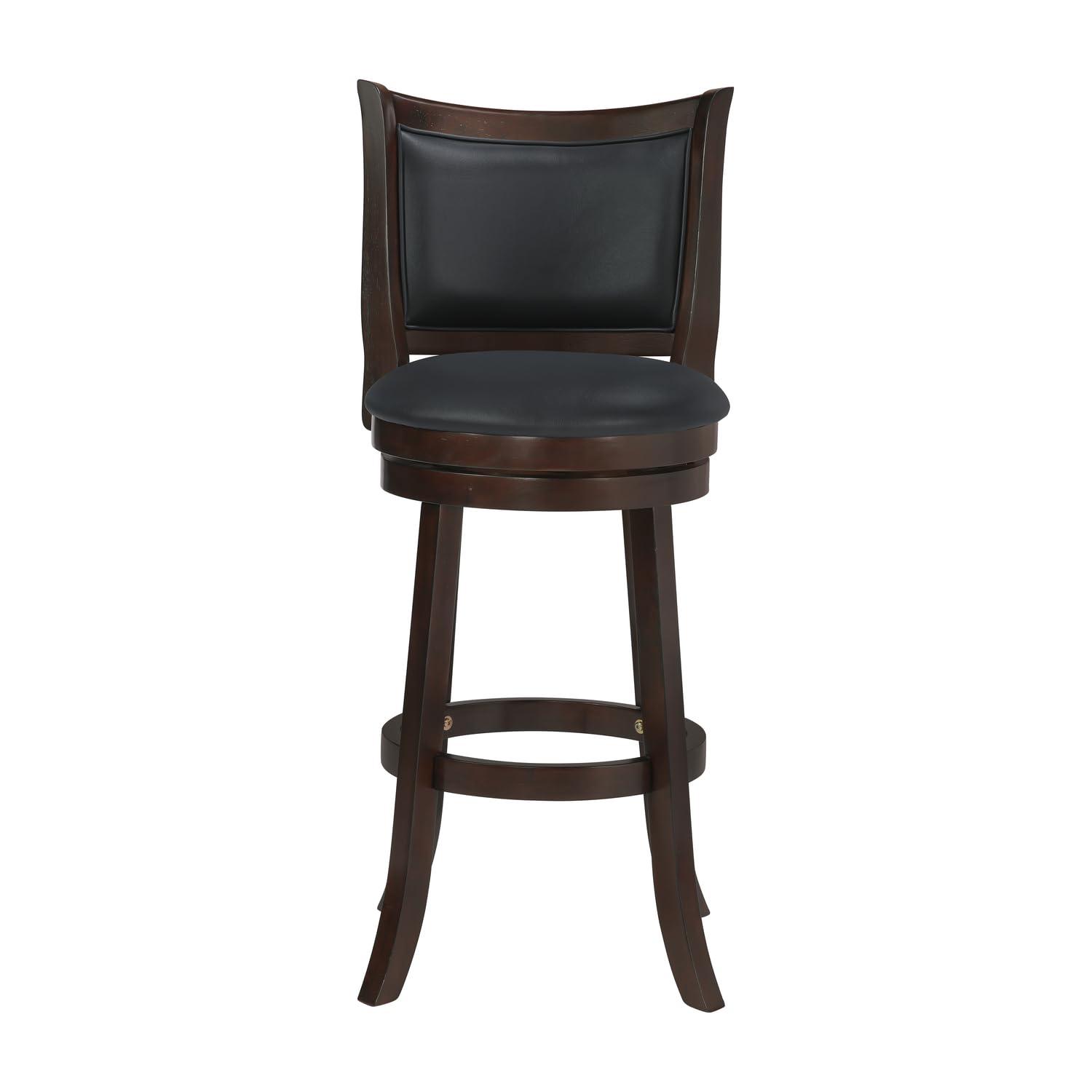New Classic Furniture, Bristol Wood Swivel Bar Stool with PU Seat in Dark Brown, Brown